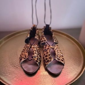 Zara Leopard Print Wrap around Sandal